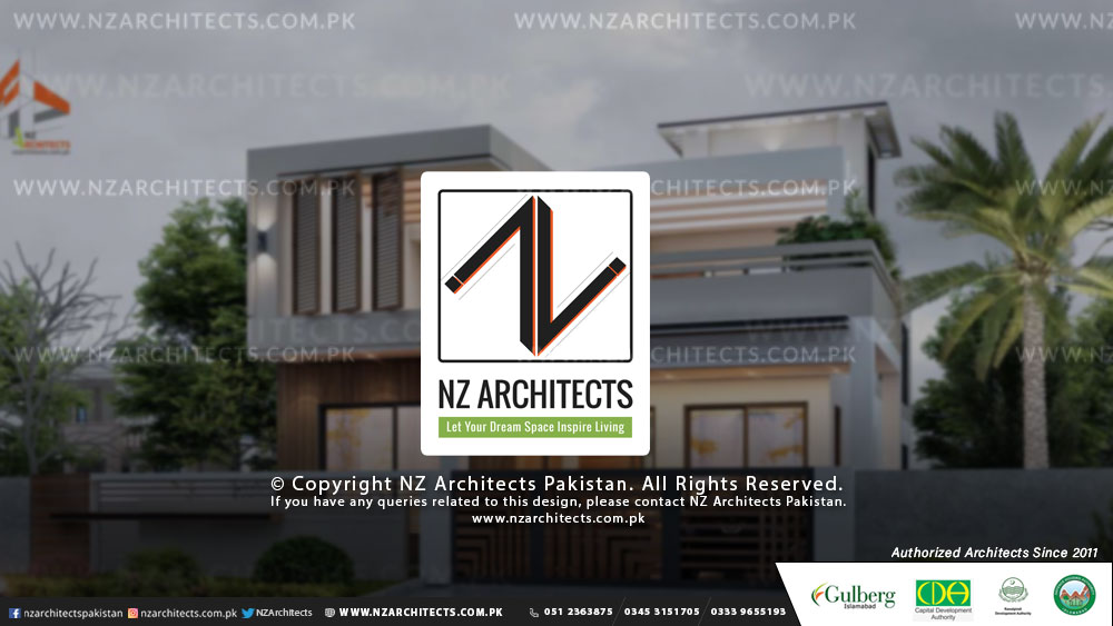 1 kanal modern house design 3d architecture islamabad by nz architects front view DHA Phase 1 Islamabad