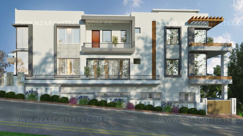 1 kanal modern house design 3d architecture islamabad by nz architects side view DHA Phase 5 Islamabad