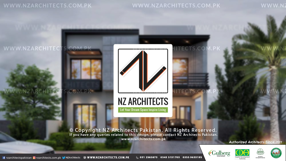 10 marla modern house design 3d architecture islamabad by nz architects front view G13-4