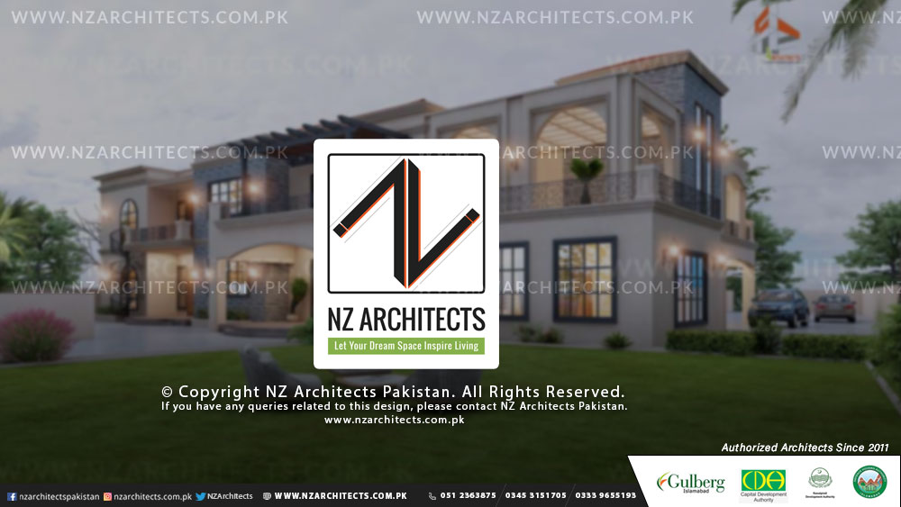 4 kanal modern house design 3d architecture islamabad by nz architects rear view jhelum city