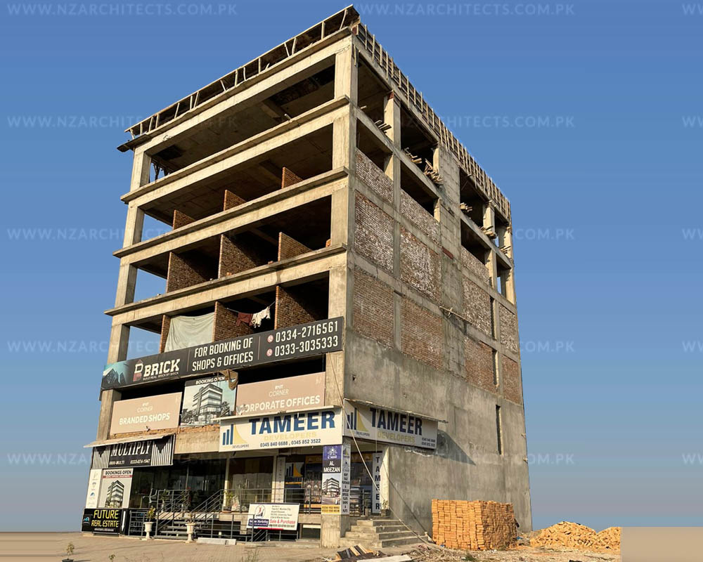 commercial architecture bmit corner mumtaz city rawalpindi under construction view front