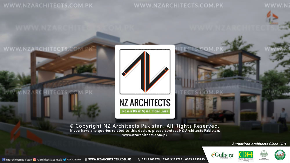 5 kanal modern lavish house design by nz architects rear perspective view