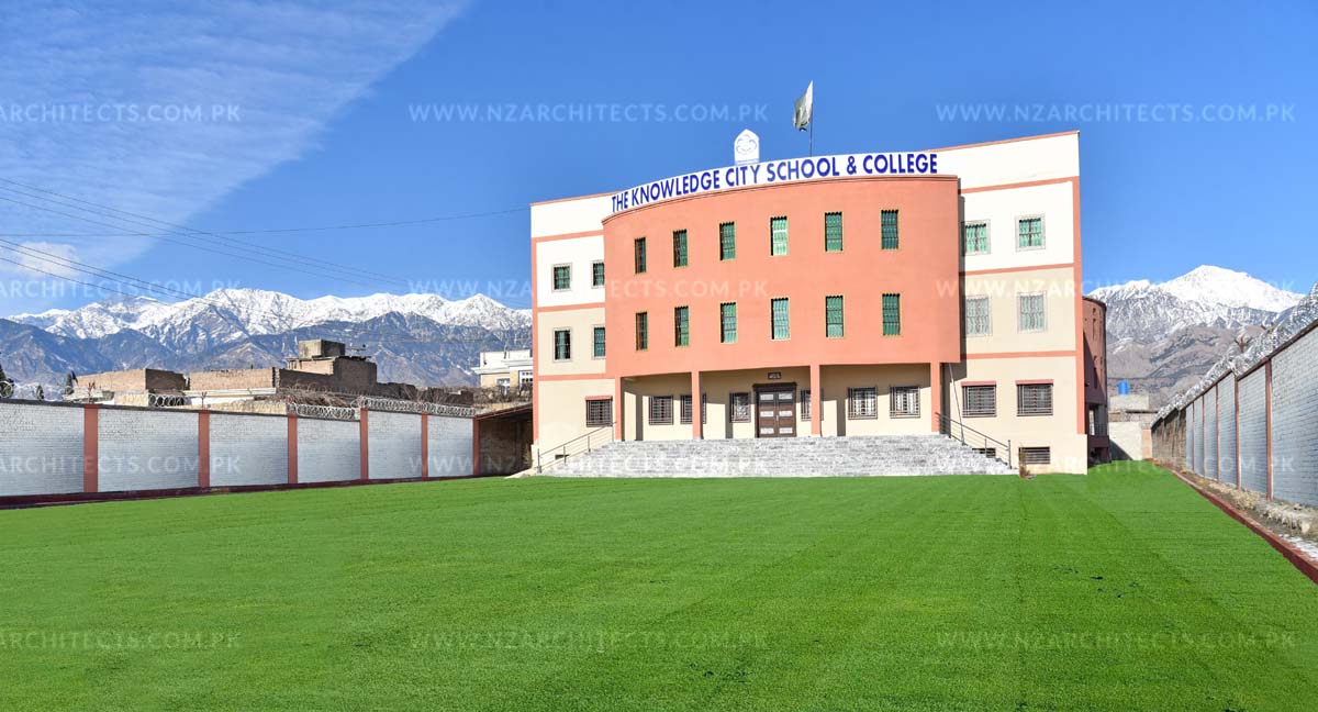 the knowledge city school Parachinar campus building design by NZ architects Islamabad Rawalpindi front view