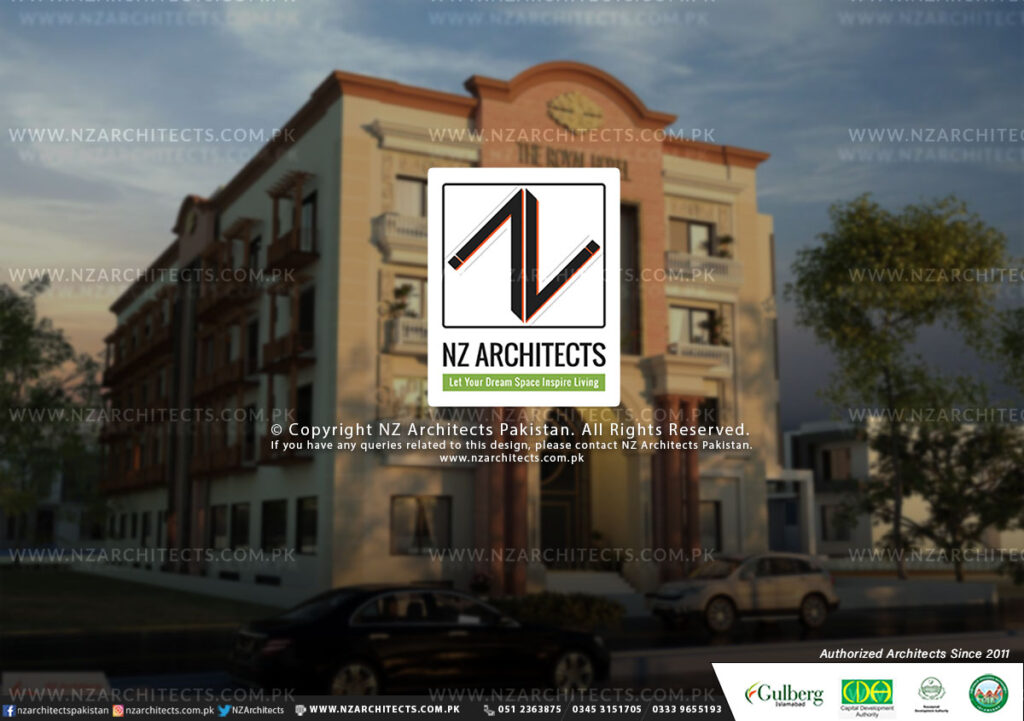 Modern Classical Hotel Design Architecture by NZ Architects Pakistan Best Architects in Islamabad