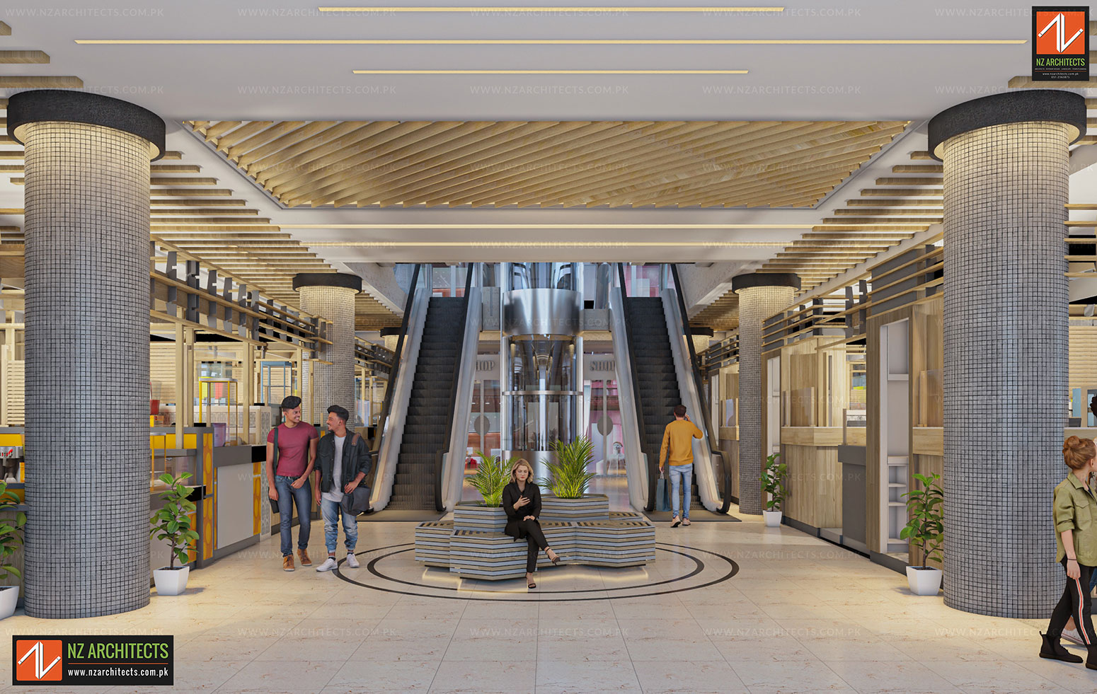 shopping mall interior design main entrance lobby by NZ Architects Pakistan